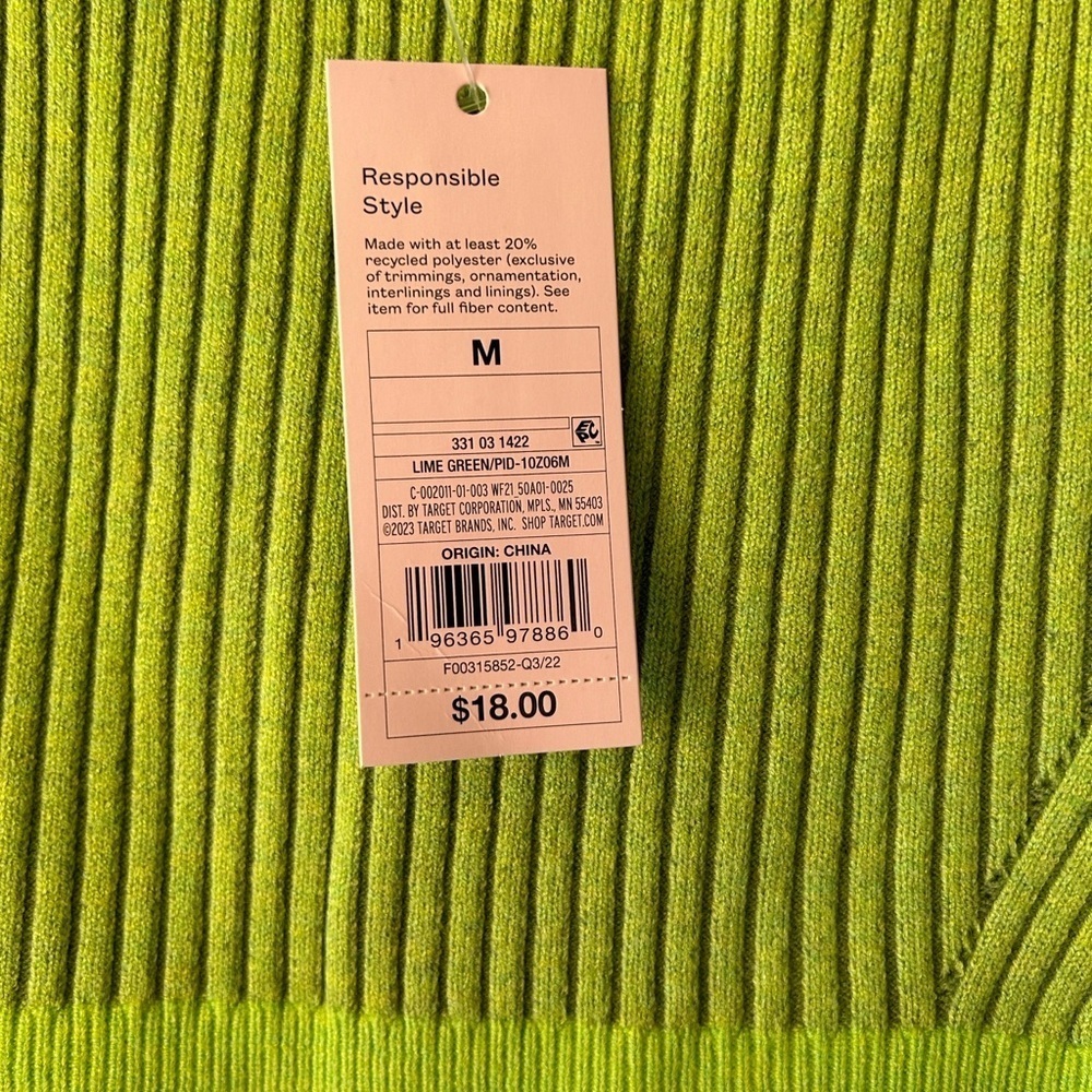 Wild Fable Lime Ribbed Crop Top - Picture 6 of 6